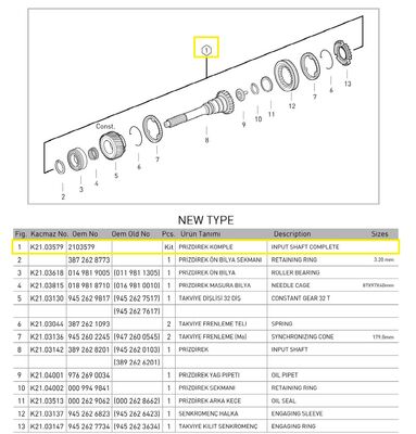 PRİZDİREK KOMPLE (Y.M.) (G 210/16)